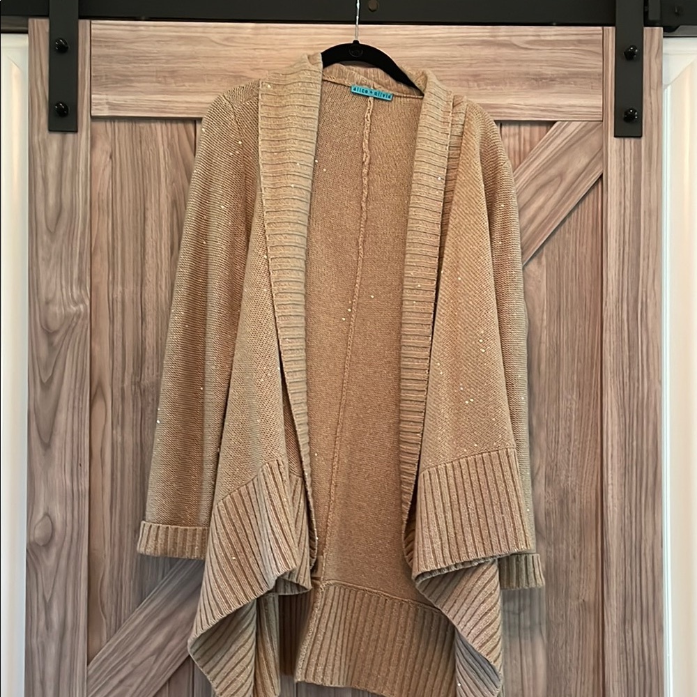 Alice + Olivia Tan Waterfall Cardigan Sweater